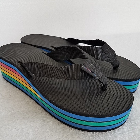 rainbow platform flip flops